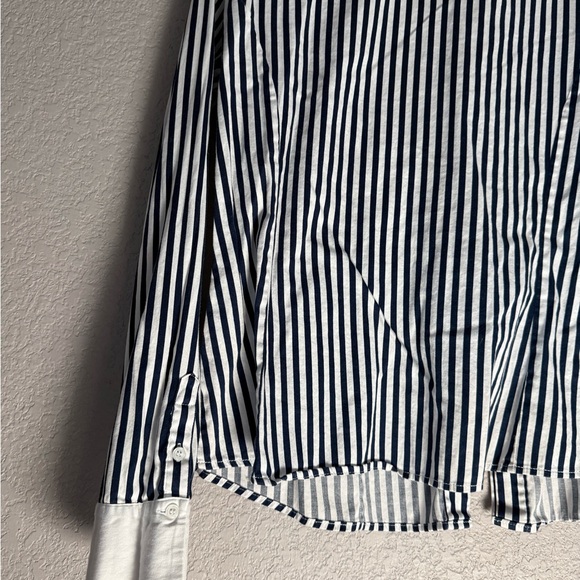 New York & Company White Shirt with Black Vertical Stripes - Picture 5 of 7